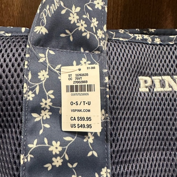 PINK Victoria's Secret Blue and White Patterned Tote - Picture 2 of 4